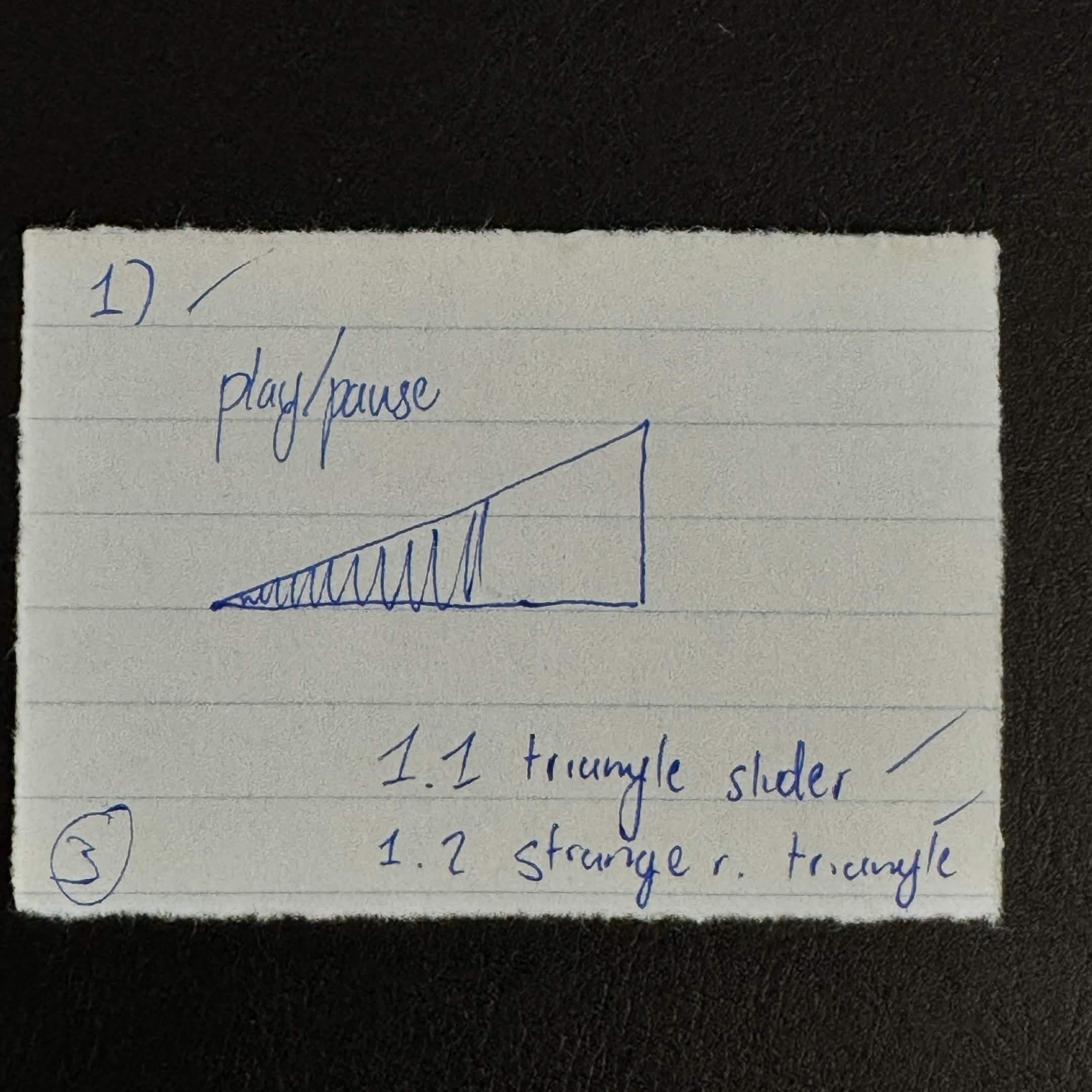 I was at a loss for ideas because I was only thinking about if it would be possible to code, so I decided to let out my ideas on paper first. Here I just wanted to make a classic volume slider.