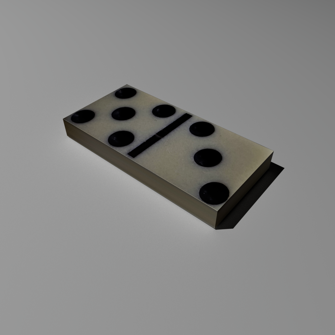 Final product of the domino. It suffered the same fate as its die sibling. I'd reapproach it the same way as I said with the die.