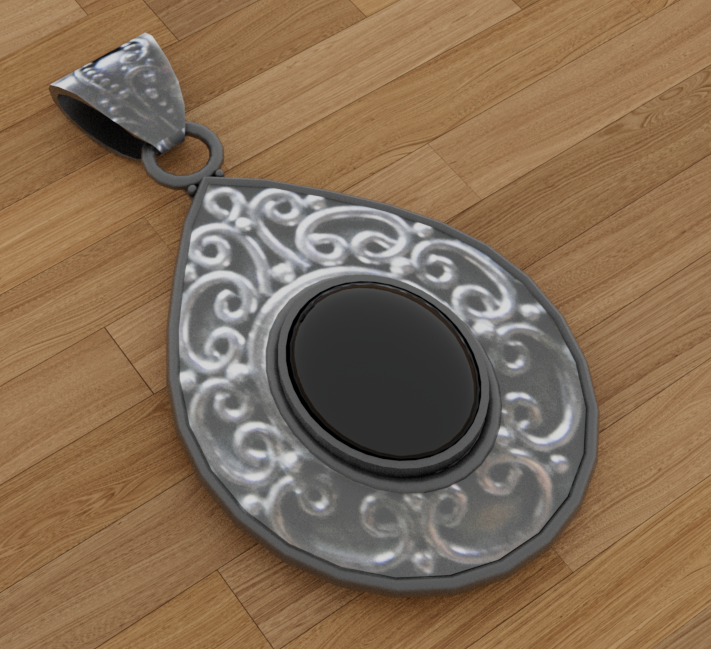 The modelled pendant with materials from the previous photos. Some tweaking is still very needed though.