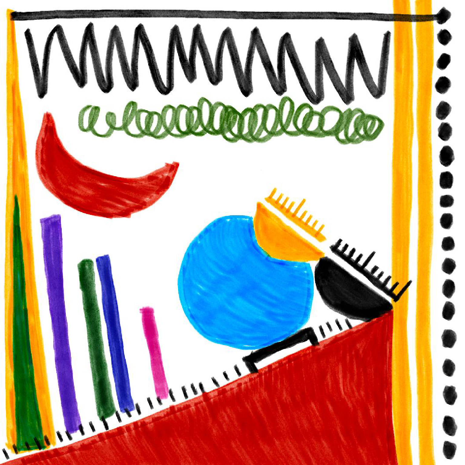 Here's the final design. I ended up doing a scribble at the top like I originally wanted and now it looks good!