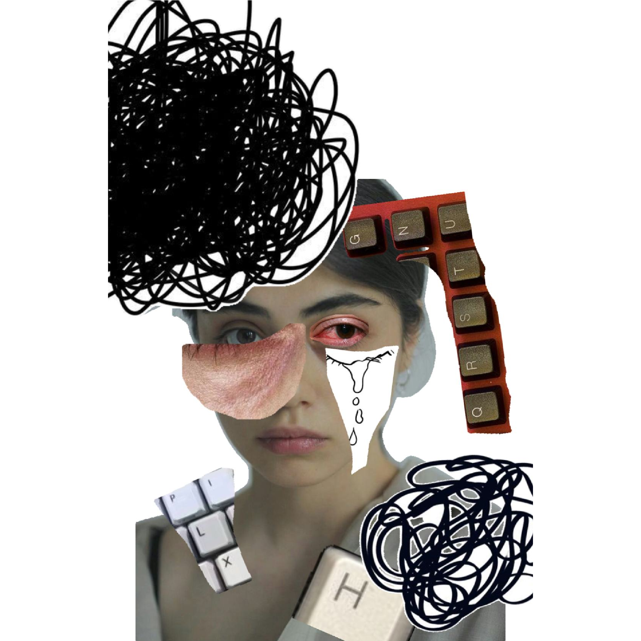 Mia's selfie represents her struggles with anxiety and confirmation bias. Due to her anxiety creating a pre-existing idea of what will happen, she feels behind, stressed, and overwhelmed. The bias continues to re-inforce itself because of 24/7 thoughts about school&mdash;even when waking up.